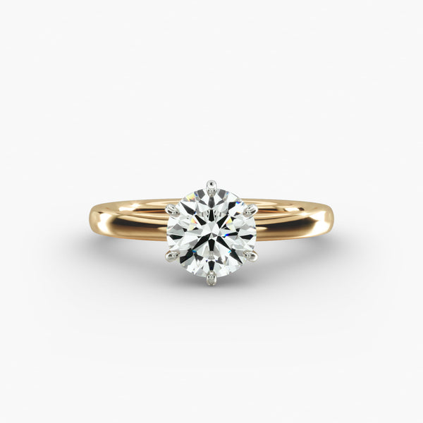 Minimal Six-Prong Low Dome Comfort Fit Lab Grown Diamond Solitaire Engagement Ring