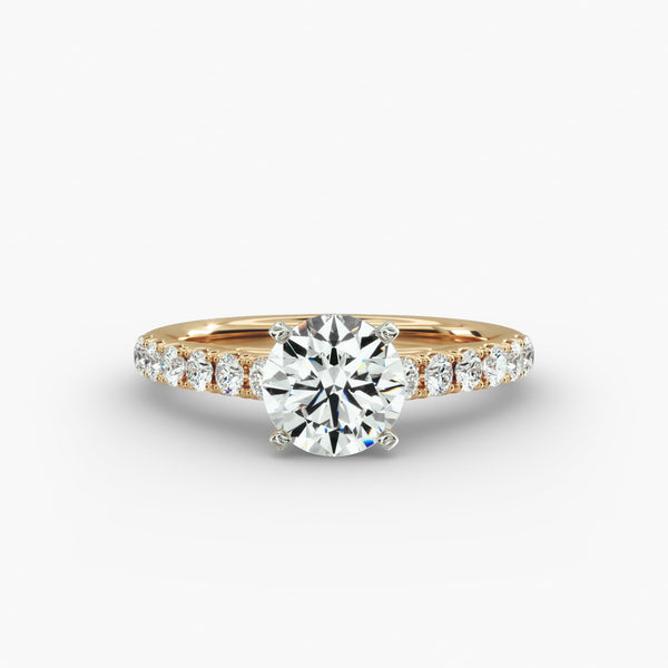 Sharp Cathedral Pave Lab Grown Diamond Engagement Ring