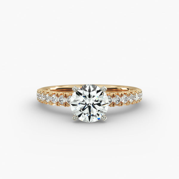 Sentimental French Pave Lab Grown Diamond Engagement Ring