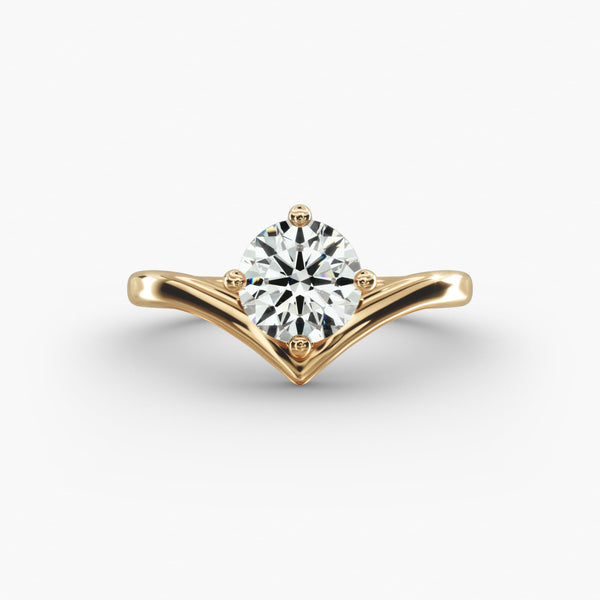 Graceful Chevron Lab Grown Diamond Solitaire Engagement Ring