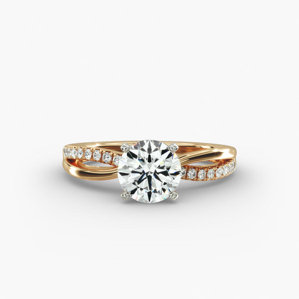 Graceful Split Shank Pave and Plain Shank Lab Grown Diamond Engagement Ring