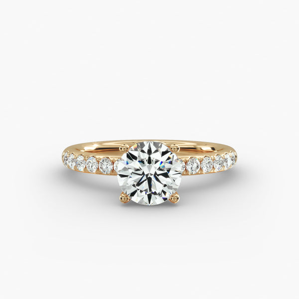 Refined Mini Micropave Lab Grown Diamond Engagement Ring