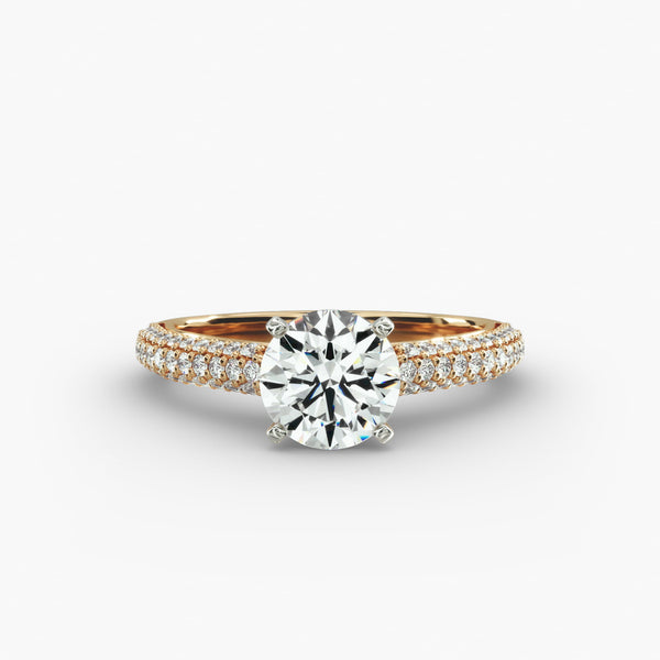 Lavish Trio Micropave Lab Grown Diamond Engagement Ring